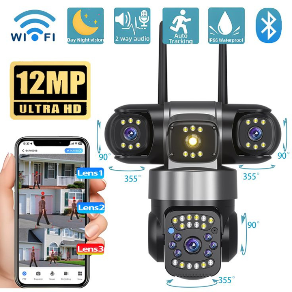 Cámara PULPO GRIS WiFi PTZ Triple Lente