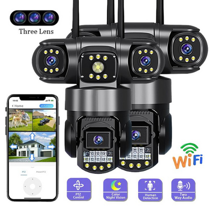 Cámara PULPO GRIS  WiFi PTZ Triple Lente