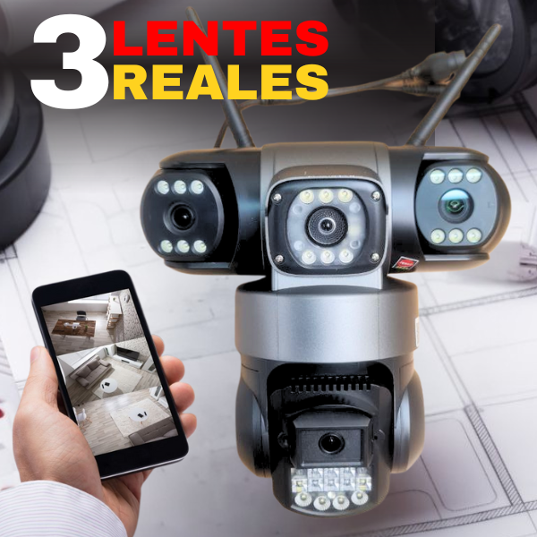 Cámara PULPO GRIS  WiFi PTZ Triple Lente